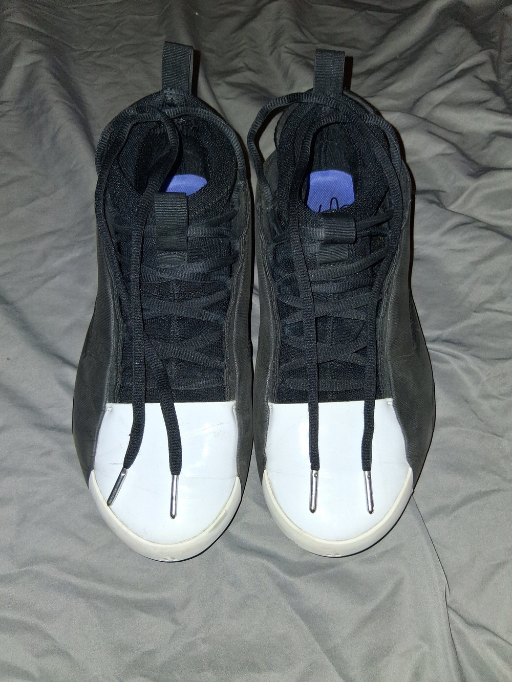 adidas Harden Vol. 8 Black and White High-Top Sneakers with Purple Insoles